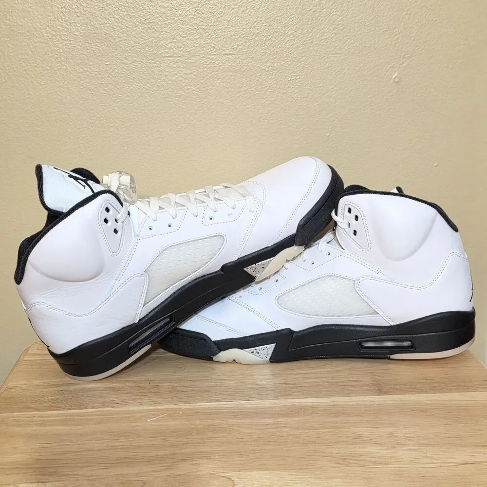 Air Jordan Retro 5 Reverse Metallic Silver White Black DD0587-110 Men's Size 14